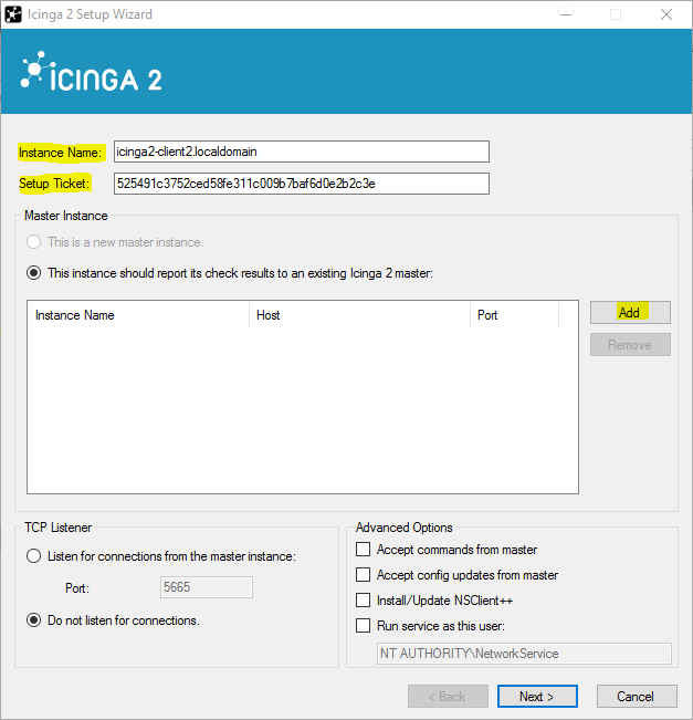 Icinga 2 Windows Setup