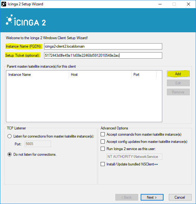 Icinga 2 Windows Setup