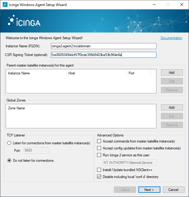 Icinga 2 Windows Setup