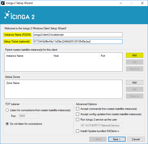 Icinga 2 Windows Setup