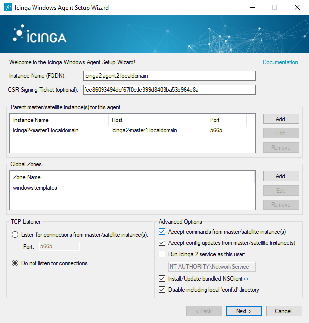 Icinga 2 Windows Setup