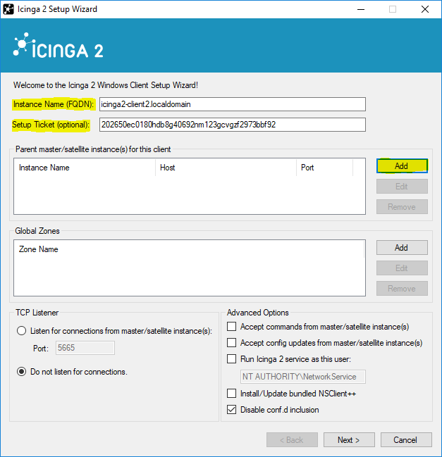 Icinga 2 Windows Setup