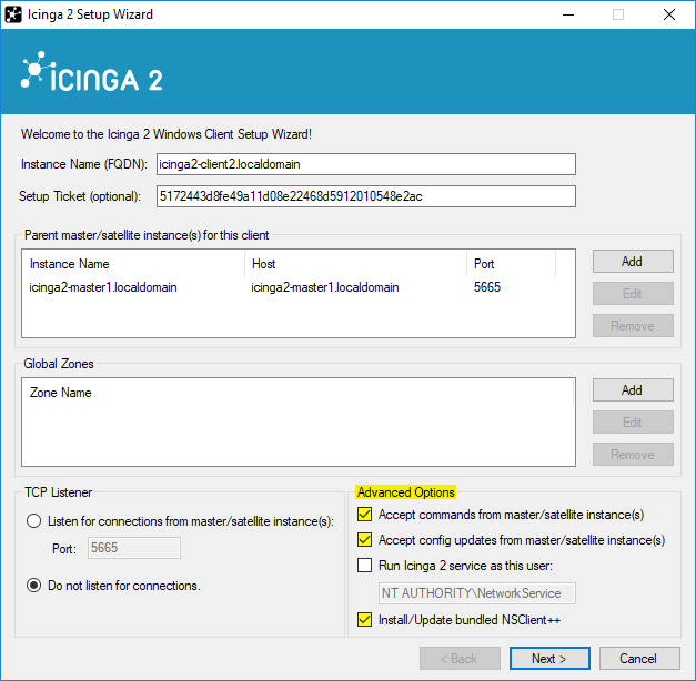 Icinga 2 Windows Setup