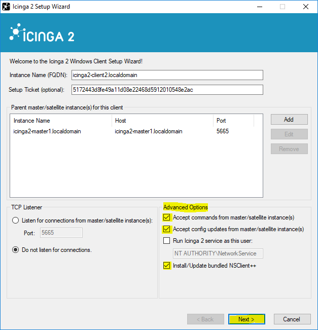 Icinga 2 Windows Setup