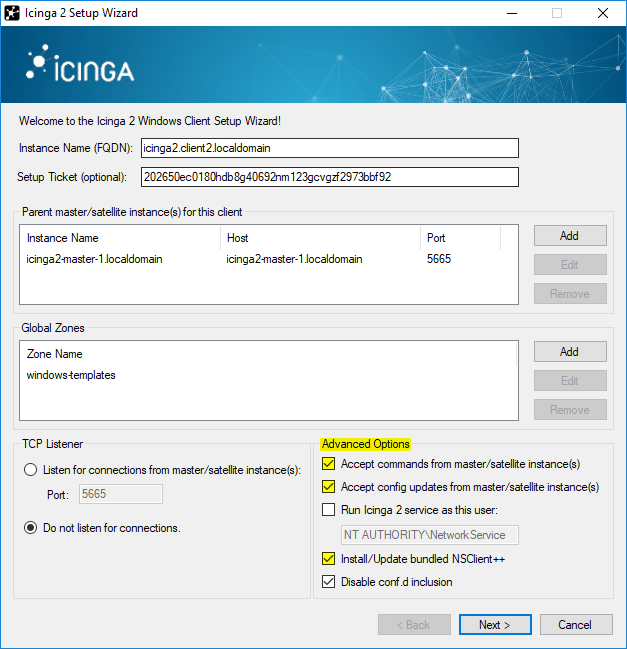 Icinga 2 Windows Setup