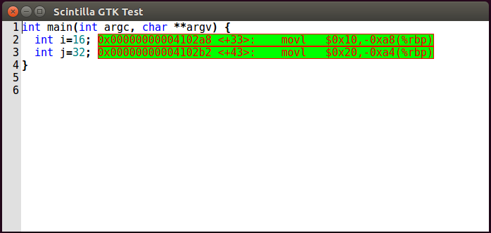 End of Line Annotations used to display an assembler version of code for debugging